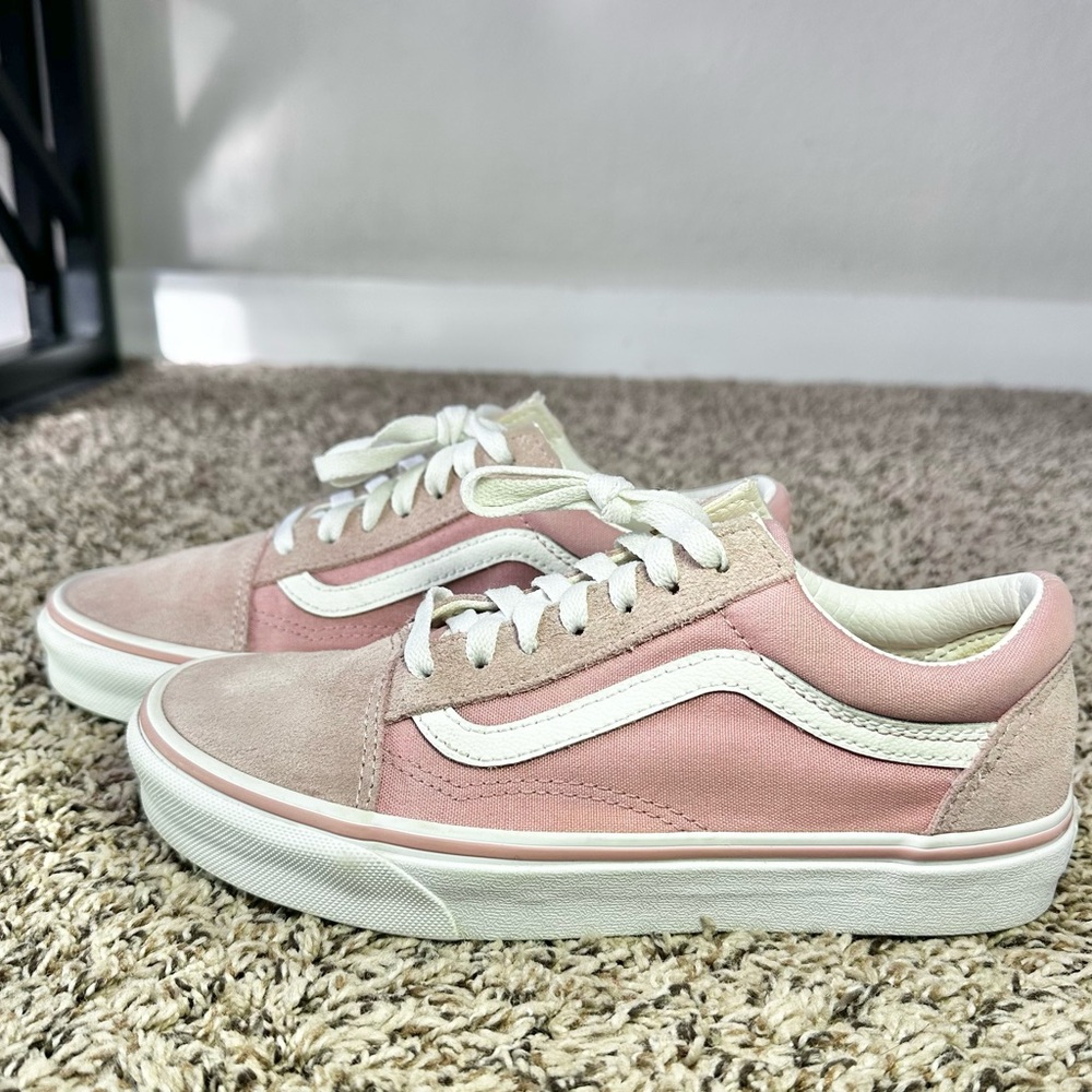 Vans Old Skool Womens Size 6.5 Shoes Pink Canvas Suede Sneakers Low Skate